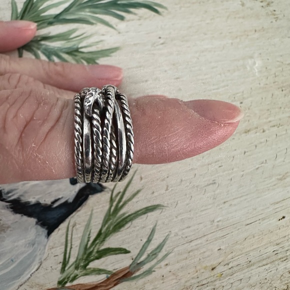 DAVID YURMAN~ Double X Crossover ring with diamonds - Picture 2 of 7